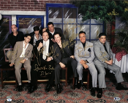 Sopranos Cast Signed 16x20 Photograph with 8 Signatures Including James Gandolfini (Steiner & Beckett)